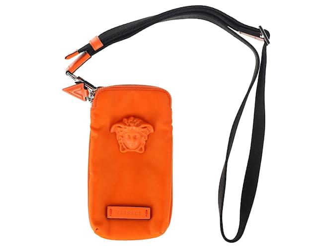 Bolsa Mini La Medusa da Versace em nylon laranja  ref.2117859