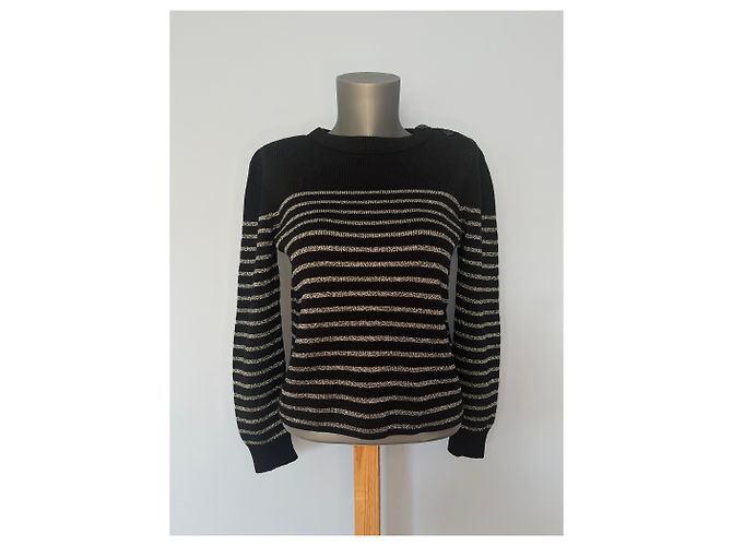 Autre Marque Schwarzer Gestreifter Pullover – Saint Laurent Paris – Größe M