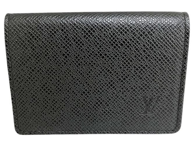 Louis Vuitton Taiga Envelope Carte de Visite NM M64595 Black Leather  ref.2118127