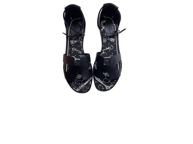 Sandali Hermès Santorini in pelle nera Nero