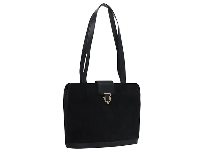 Céline Sac à épaule CELINE en daim noir Auth KD203