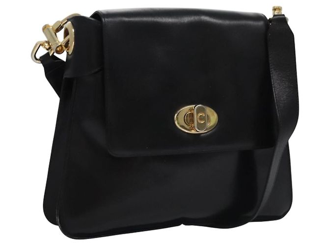 Céline Borsa a Spalla CELINE in Pelle Nera Oro Auth EC517 Nero D'oro