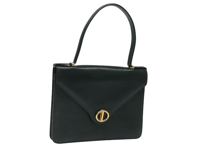 Handtasche aus grünem Leder mit Gold Christian Dior Auth BA732 Golden