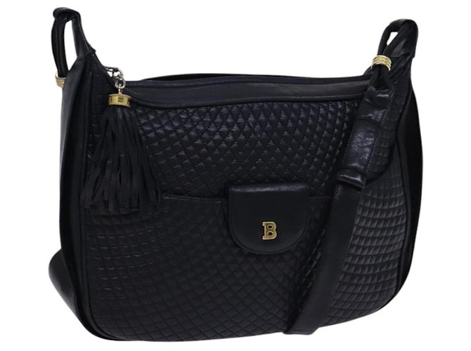 BALLY Borsa a Spalla in Pelle Nera e Oro Auth EC277 Nero D'oro