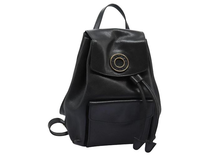 Céline CELINE Backpack Leather Black Gold Auth EC484 Golden