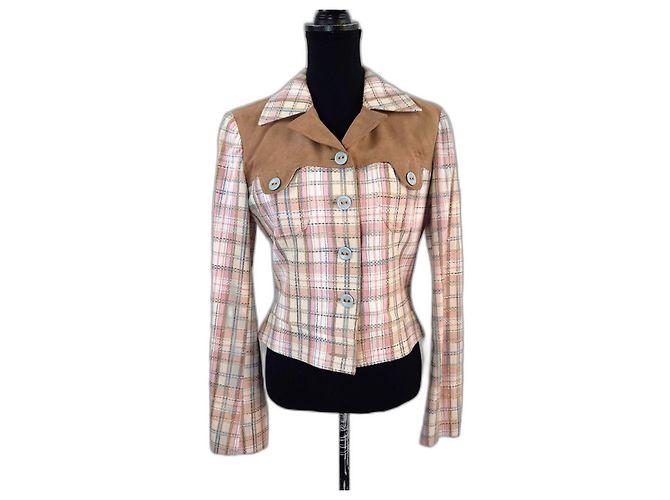 Jaqueta Tartan D&G Estilo Y2K Algodão Multicor