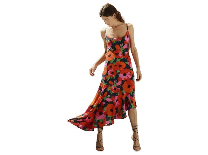 Autre Marque Vestido slip de seda com flores Raey Strong Vermelho