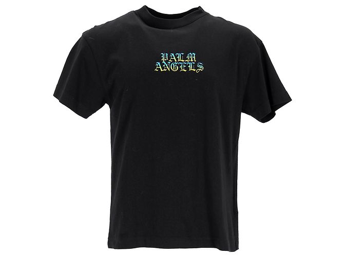 Camiseta oversized em algodão preto com logo gótico Palm Angels