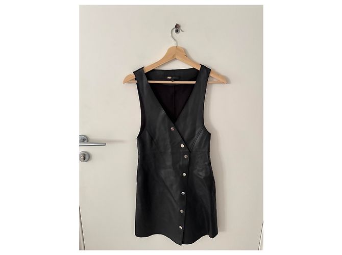 Maje black leather dress size 36