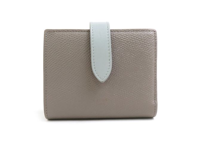Céline Celine Bi-Fold Leather Wallet Brown Blue Grey