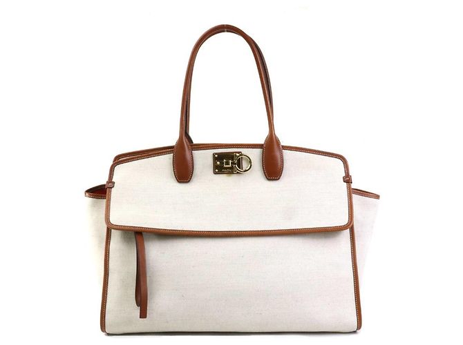 Bolsa Gancini da Salvatore Ferragamo Marrom Cru