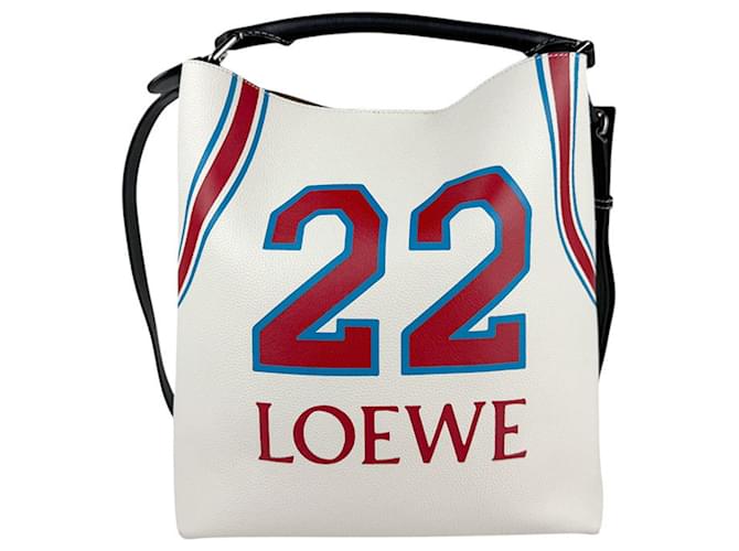 Loewe Handbag Shoulder Bag T Bucket Black Red Blue Eggshell Leather  ref.2119999