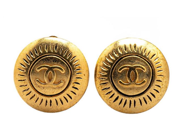 Timeless Chanel Coco Mark vergoldete Clip-Ohrringe Golden