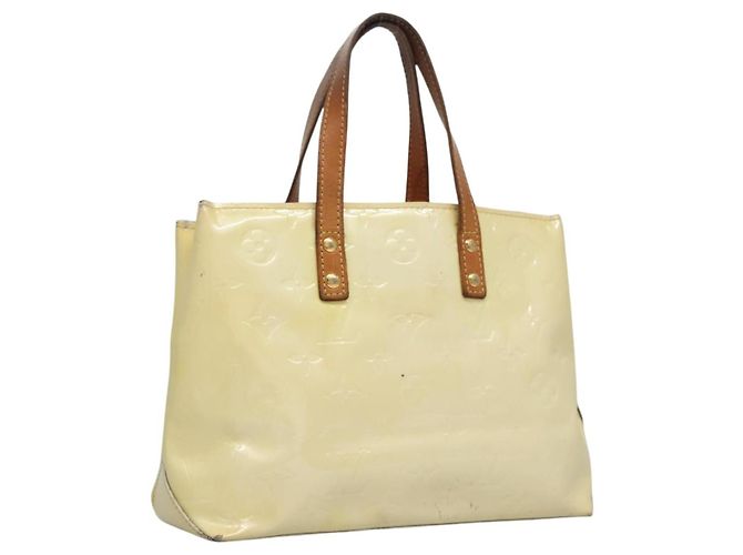 LOUIS VUITTON Monogram Vernis Reade PM Bolsa de Mano Perle M91336 LV Auth BA580