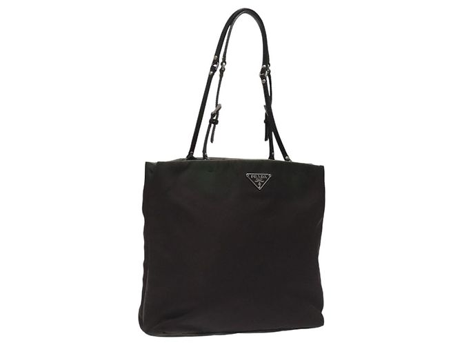 PRADA Bolsa de mão em nylon caqui Auth ki5477
