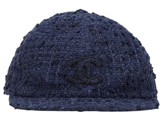 Chanel Coco Mark Cap Navy blue Wool Tweed  ref.2121730