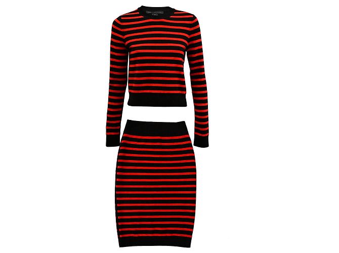 Marc by Marc Jacobs Merino-Woll-Zwillingsset Pullover Rock rot schwarz XS