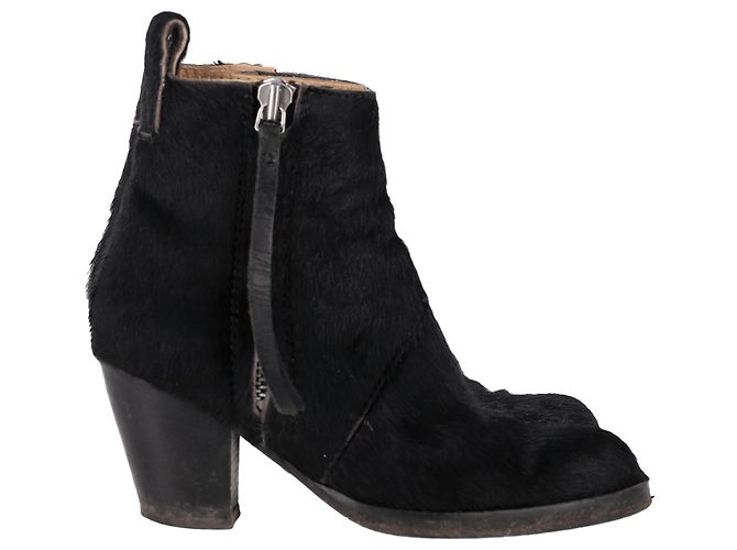 Botas de tornozelo com zíper Acne Studios em pelo de pônei preto