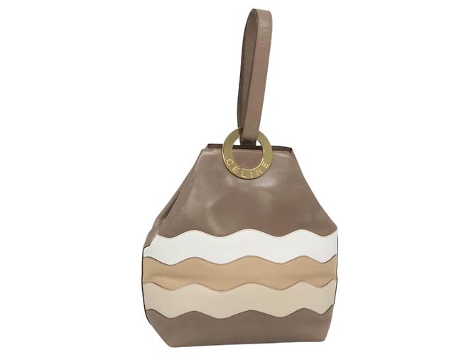 Céline Borsa a Spalla CELINE in Pelle Marrone Oro Auth EC529 D'oro