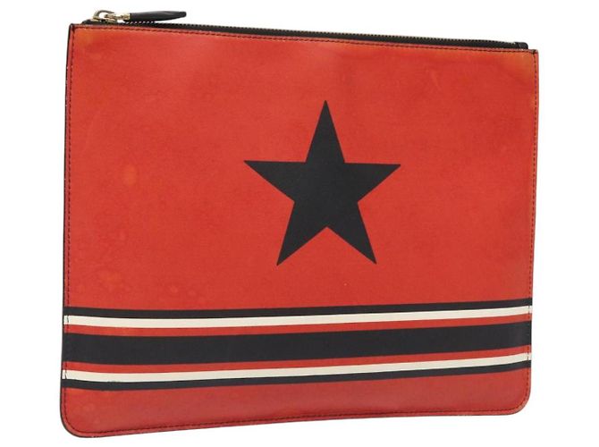 Bolsa de mão GIVENCHY em couro vermelho Auth BA809