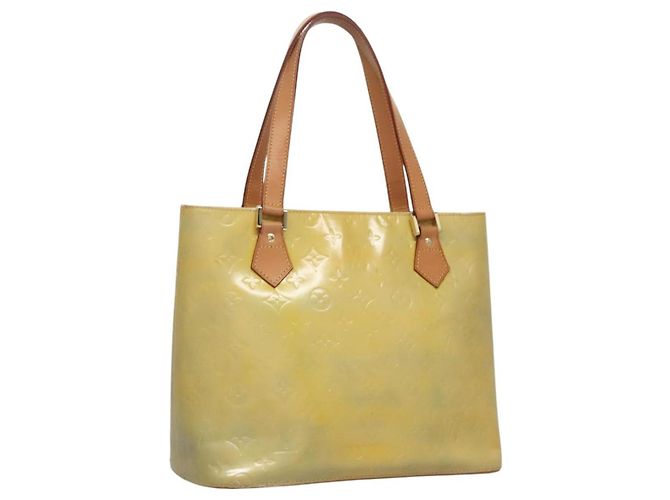 LOUIS VUITTON Monogram Vernis Houston Bolsa de Mão Cinza M91053 LV Auth EC710