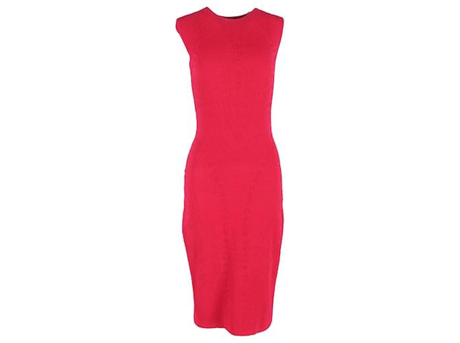 Alexander McQueen Textured Knit Fitted Midi Dress in Red Viscose Cellulose fibre  ref.2123103