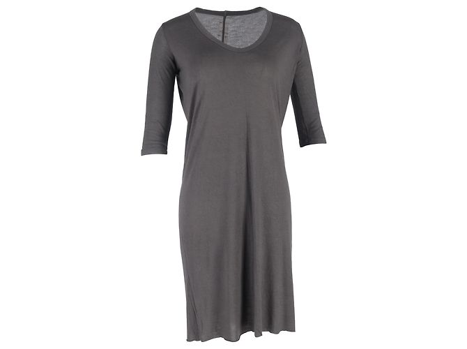 Abito mini a scollo rotondo Rick Owens in cotone grigio