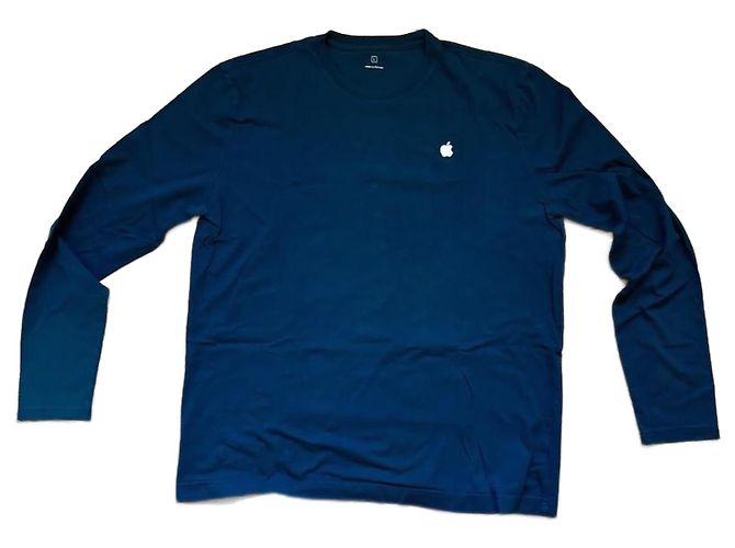 Autre Marque T-shirt unisex a maniche lunghe blu grande limitata per dipendenti Apple con logo