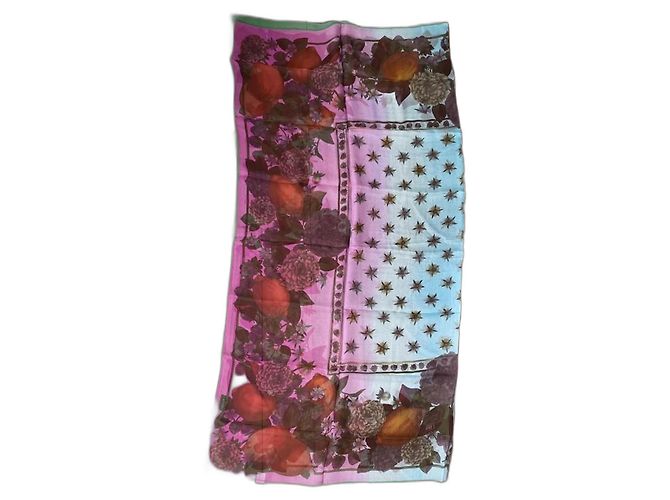 Autre Marque Quadrado de chiffon de seda estampado Multicor