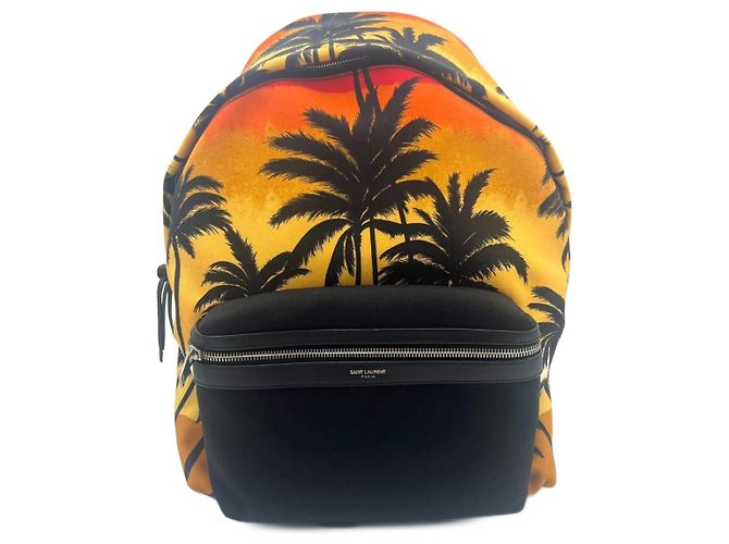 Brand New Saint Laurent Black Hunting Palm Tree Sunset Nylon Backpack Multiple colors