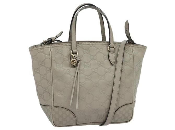 Bolsa de mão em canvas GG Guccissima em couro cinza e dourado 353121 Auth EC864