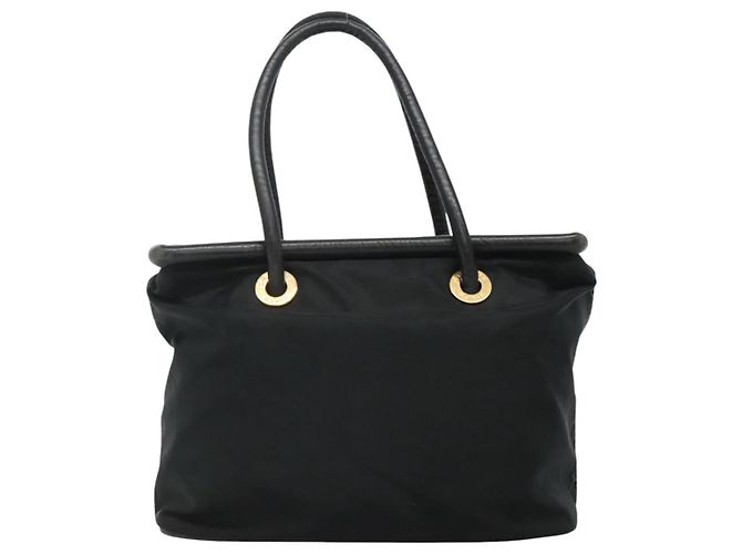 Céline Bolsa de Ombro CELINE Nylon Preto Ouro Auth EC662 Dourado