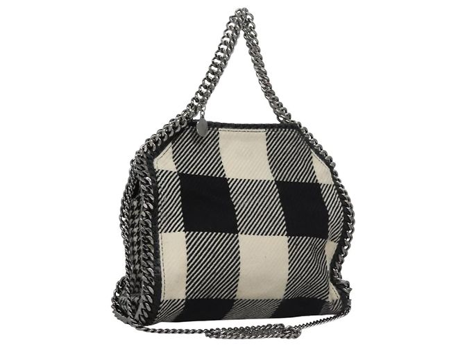 Autre Marque Borsa a mano Stella MacCartney Chain in cotone 2 vie nera Auth BA579 Nero