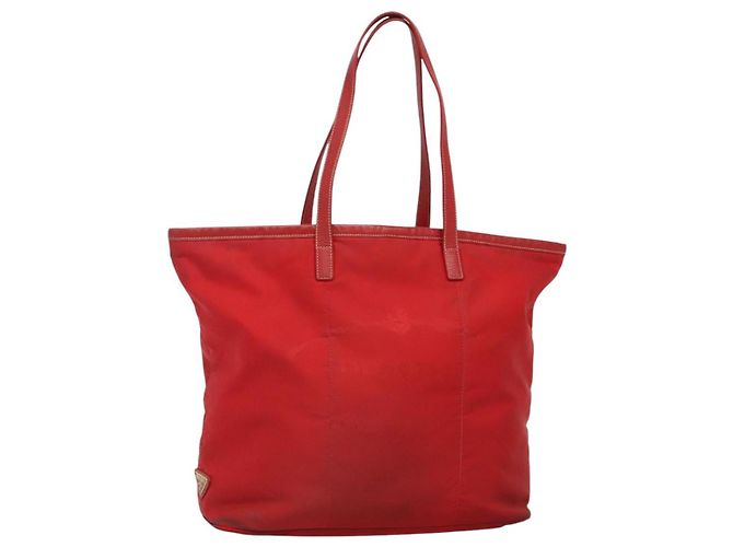 PRADA Sac Tote Nylon Rouge Or Auth fm4463 Doré