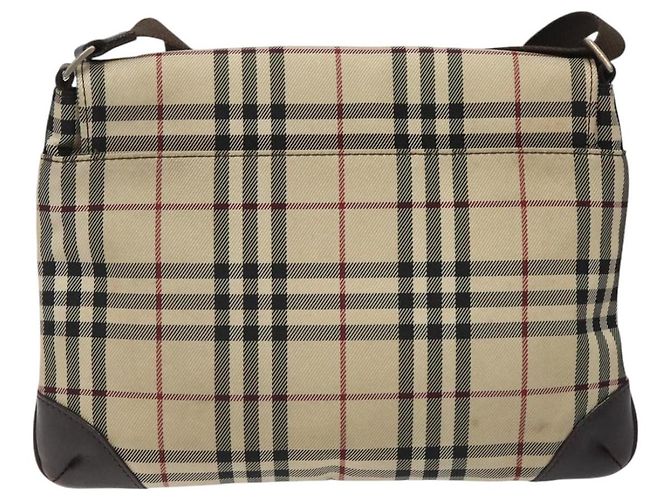 Borsa a spalla in tela Nova Check di BURBERRY beige Auth KD198