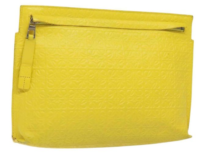 LOEWE Borsa Clutch Anagram Pelle Gialla Auth bs23522 Giallo