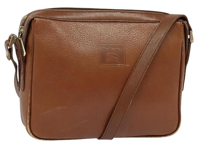 Autre Marque Bolsa de Ombro Burberrys de Couro Marrom Auth BA691