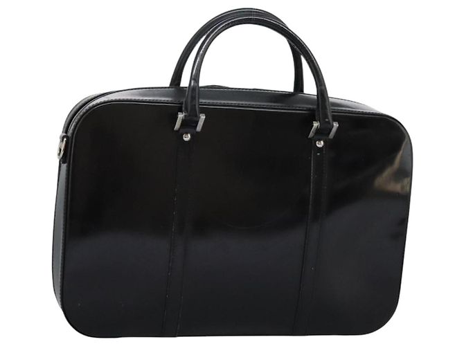 GUCCI Business Bag Enamel Black Auth bs23505