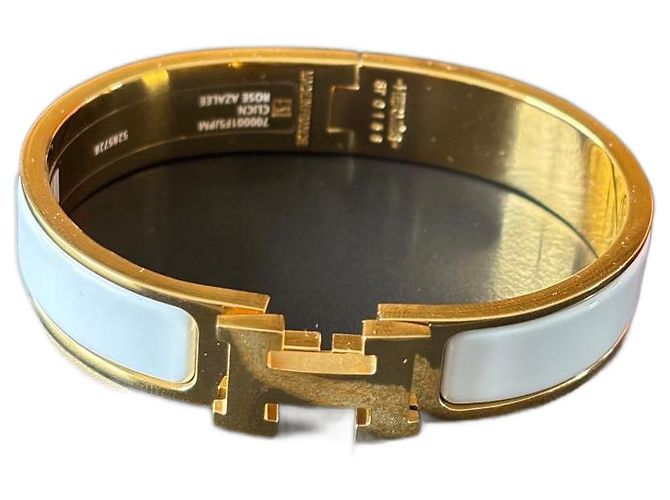 Pulseira Hermès Clic H branca e dourada de aço Branco Dourado