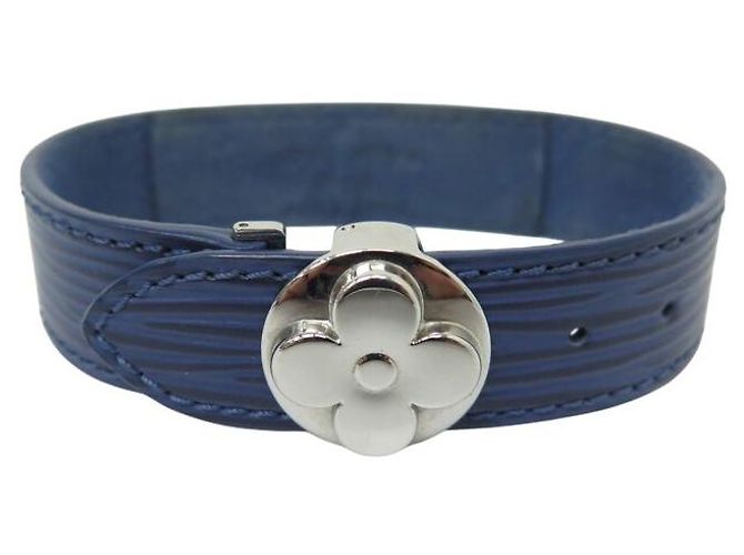 BRACCIALE LOUIS VUITTON WISH FLEUR MONOGRAM IN PELLE EPI BLU 18 CM