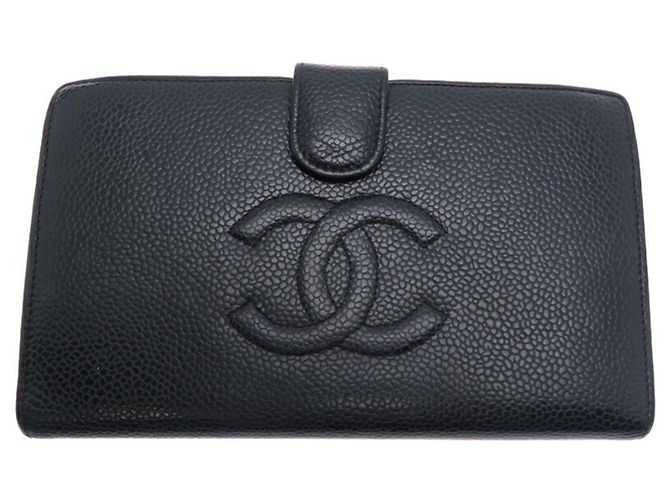 Cartera Larga Chanel en Piel de Ternera Granulada Negra Negro