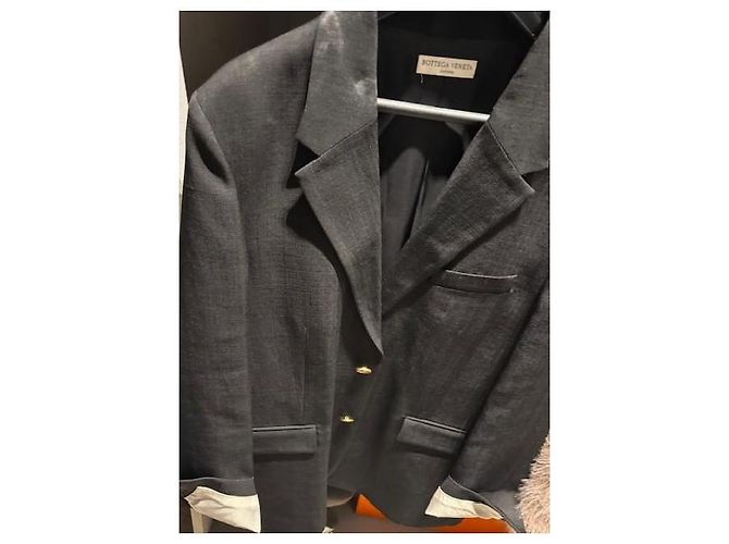 Bottega Veneta Oversized Blazer Schwarz Wolle mit Ledergürtel