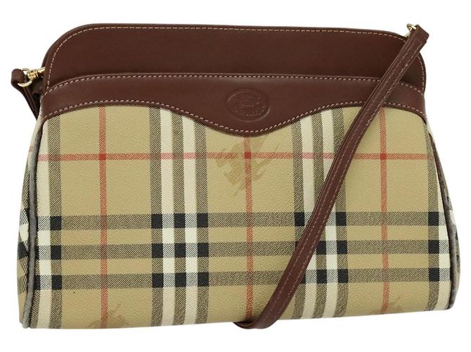 Autre Marque Borsa a spalla Burberrys Nova Check PVC Beige Marrone oro Auth bs23485 D'oro