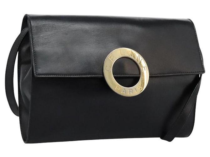 Céline Borsa a spalla in pelle nera e oro CELINE Circle Auth BD909 Nero D'oro