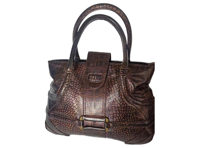 Bolsa de mão Alexander McQueen Novac em couro exótico marrom e roxo