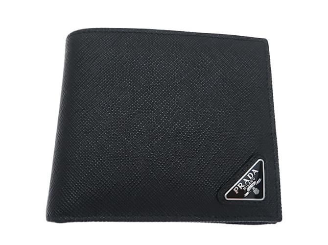 Saffiano Prada Men's Bi-fold Wallet in Nero Black Leather  ref.2125316