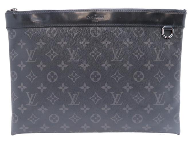 Louis Vuitton Pochette Discovery Men's Clutch Bag Black Monogram Cloth  ref.2125530