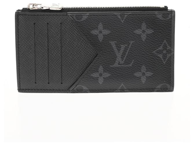 Louis Vuitton Taiga Rama Eclipse Coin Card Holder Noir Black Patent leather Cloth  ref.2126064