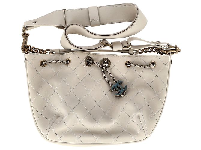 Chanel CC Paris-Rome Shoulder Bag in White Leather Cream