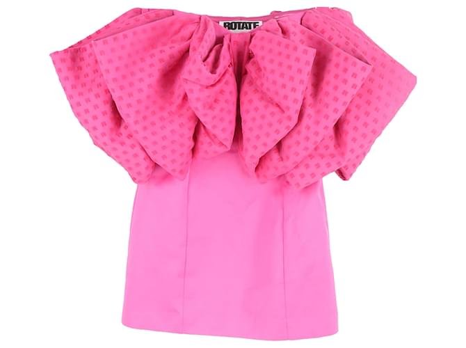 Autre Marque Rotate by Birger Christensen Natalie Bow-Detail Strapless Mini Dress in Pink Polyester  ref.2126307